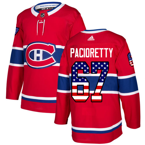 Adidas Canadiens #67 Max Pacioretty Red Home Authentic USA Flag Stitched NHL Jersey - Click Image to Close